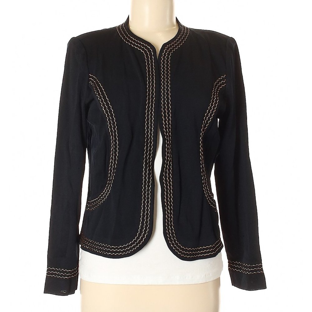 MING WANG Black w/Tan Reverse Stitching Cardigan
